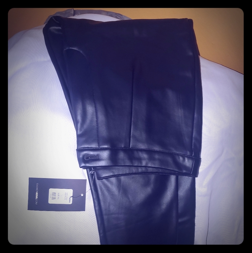 Leather-look pants